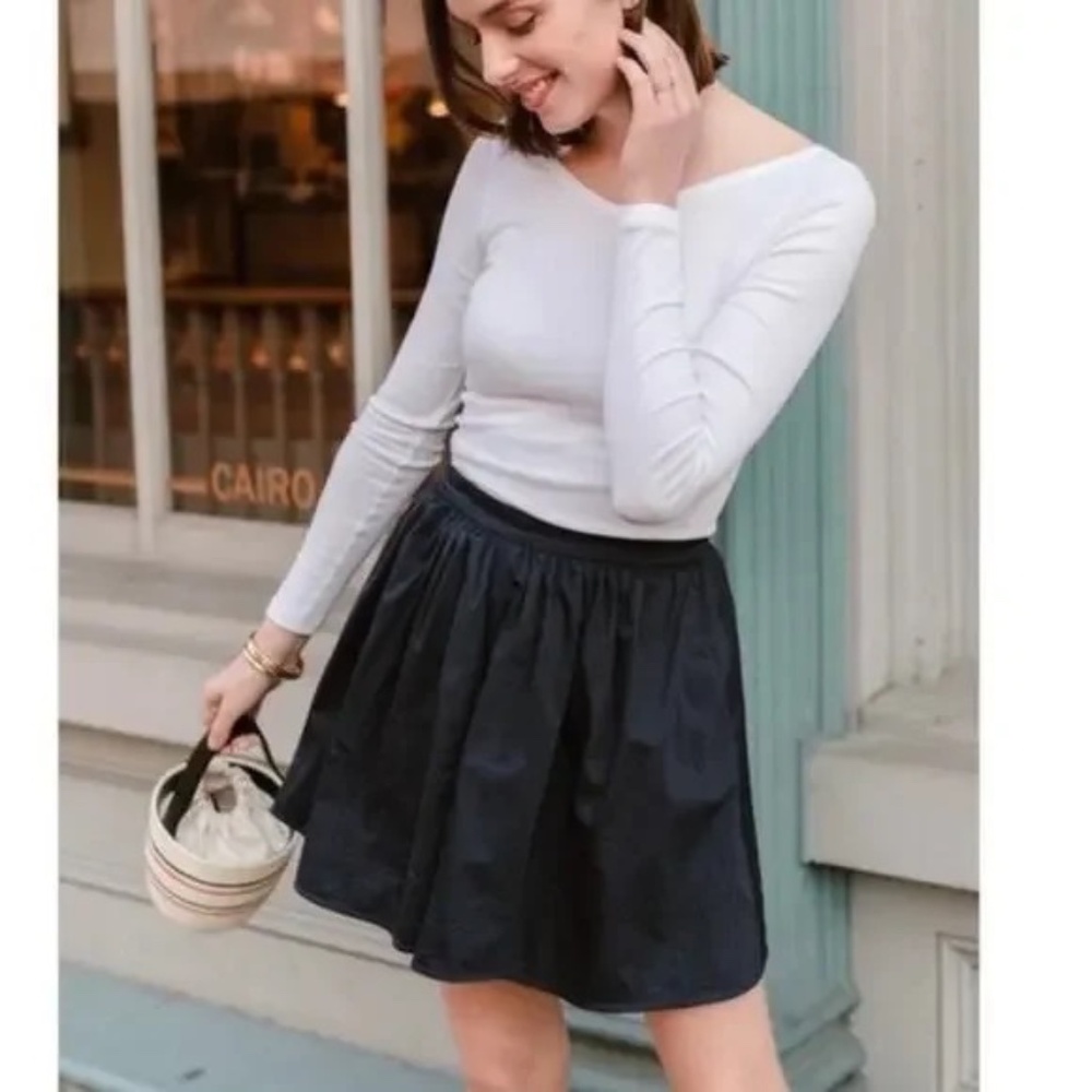 LAKE Navy High-Waisted Skort Culotte Shorts Cotton‎ Size S